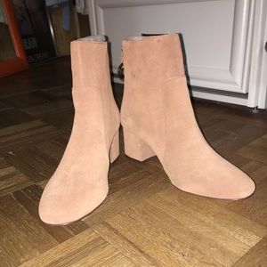 NWT. heeled suede booties.